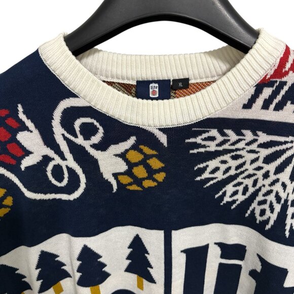 Miller Light Ugly Christmas Crew Neck Sweater Size XL Trees Logos NWT - Picture 3 of 5
